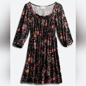 French Grey- Alanna 3Q Sleeve Milkmaid Knit Dress